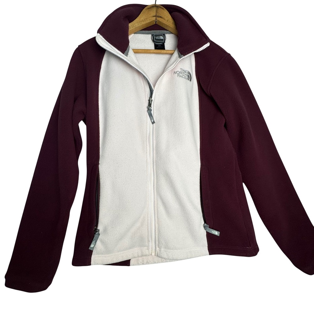 The North Face Womens Denali Style Fleece Jacket Burgundy Cream‎ Full Zip Medium